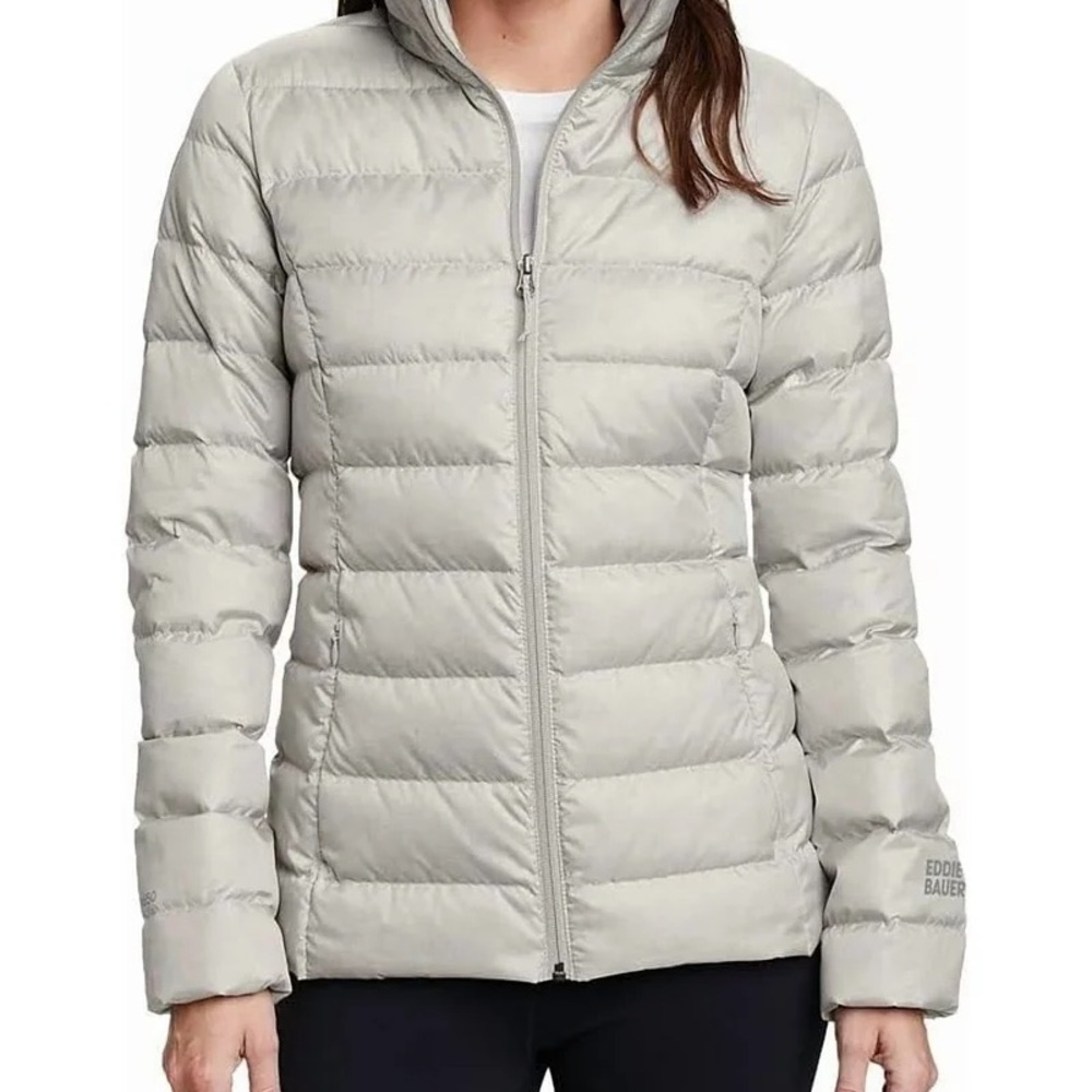 Eddie Bauer Women's Light Gray Packable Puffer Jacket